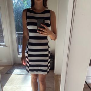 Theory Ribbed Navy and White Dress